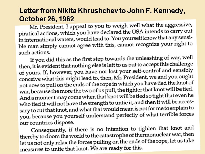 Letter from Nikita Khrushchev to John F. Kennedy, October 26, 1962